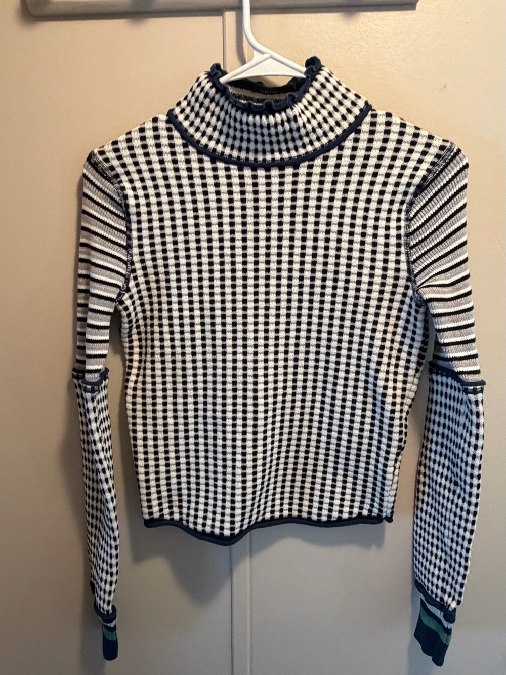 We The Free Black & White Checkered Turtleneck Sweater